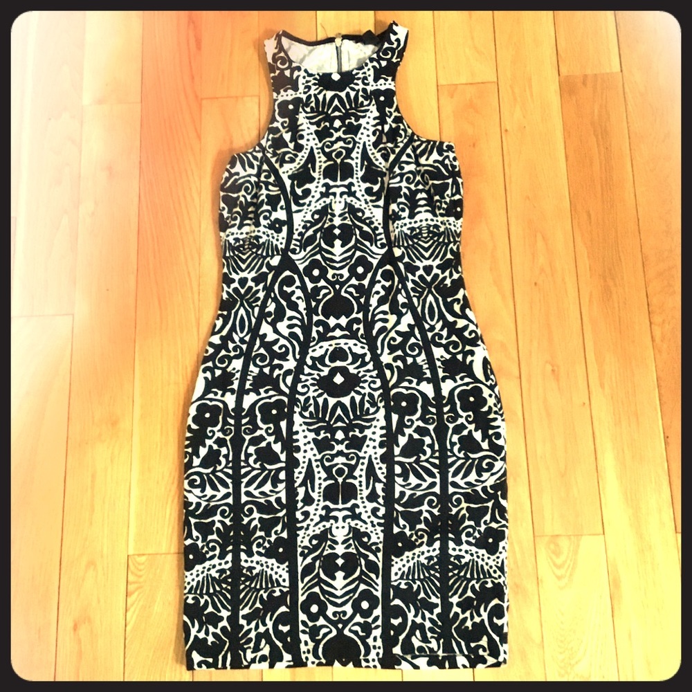 Black & White Floral Graphic Stretch Dress (H&M)